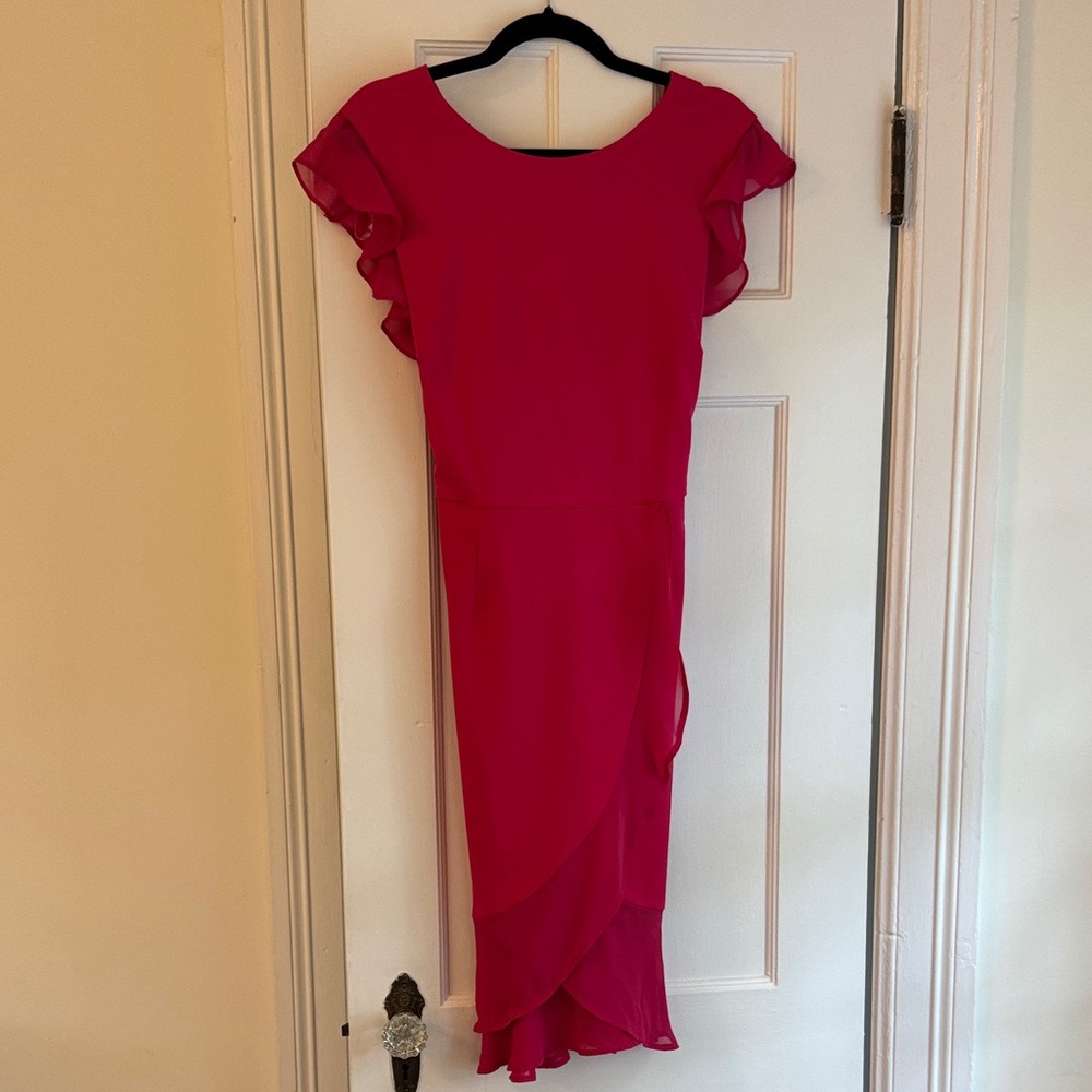 Shelby & Palmer Fuchsia Ruffle Midi Dress